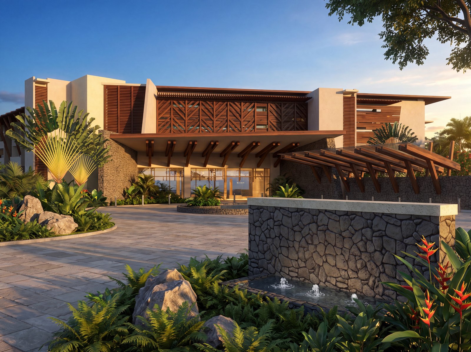 Architectural rendering of the Autograph Collection by Marriott entrance at Playa Brasilito