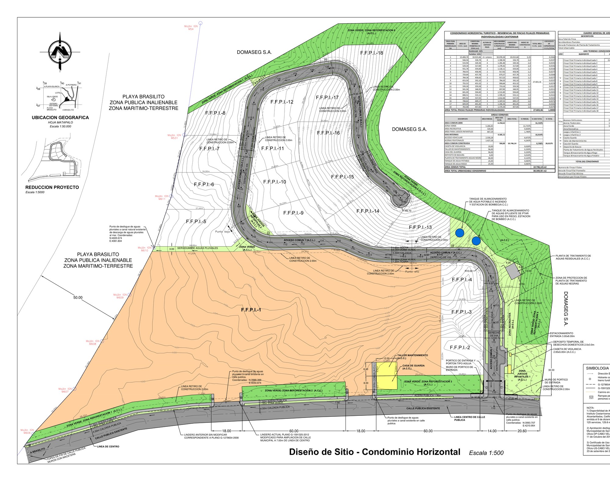 Clean technical site plan of Cantomar horizontal condominium