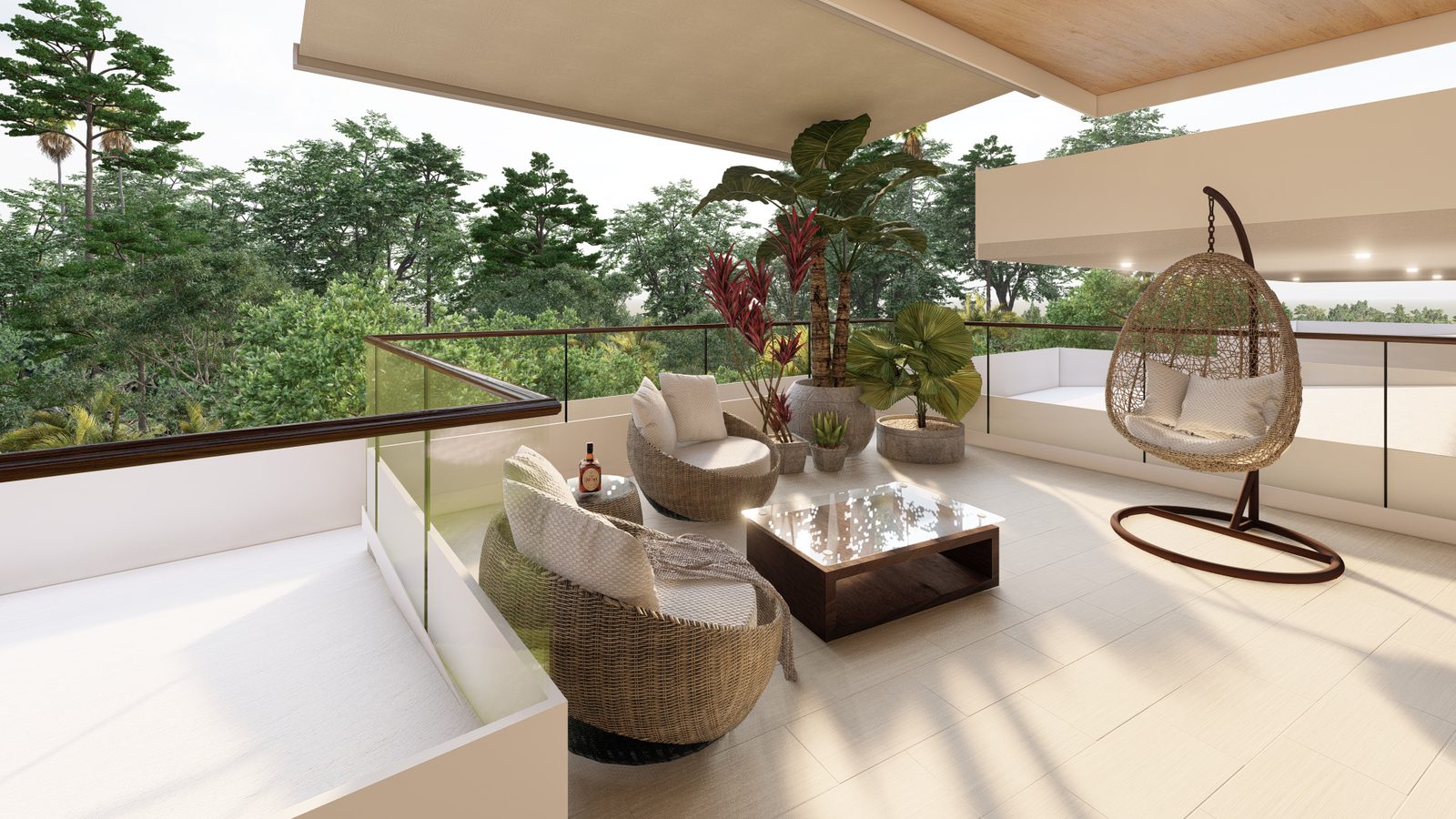 Architectural rendering of Casa Bosque Verde, a contemporary modern high-end home in Bosque Verde, Nosara