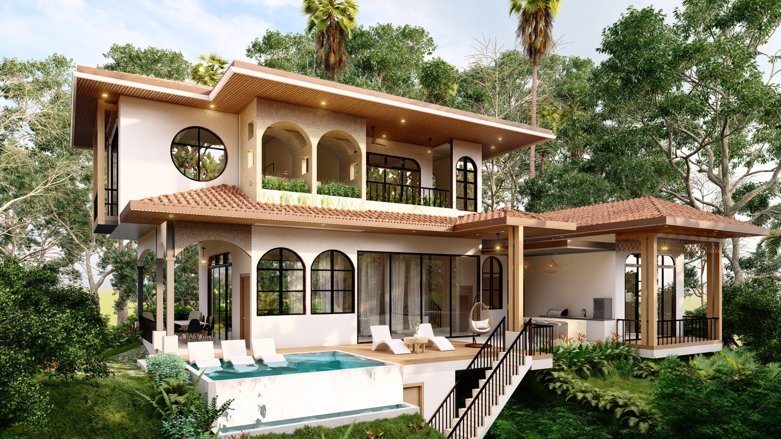 Architectural rendering of Casa Lote 33, a contemporary high-end home in Nosara