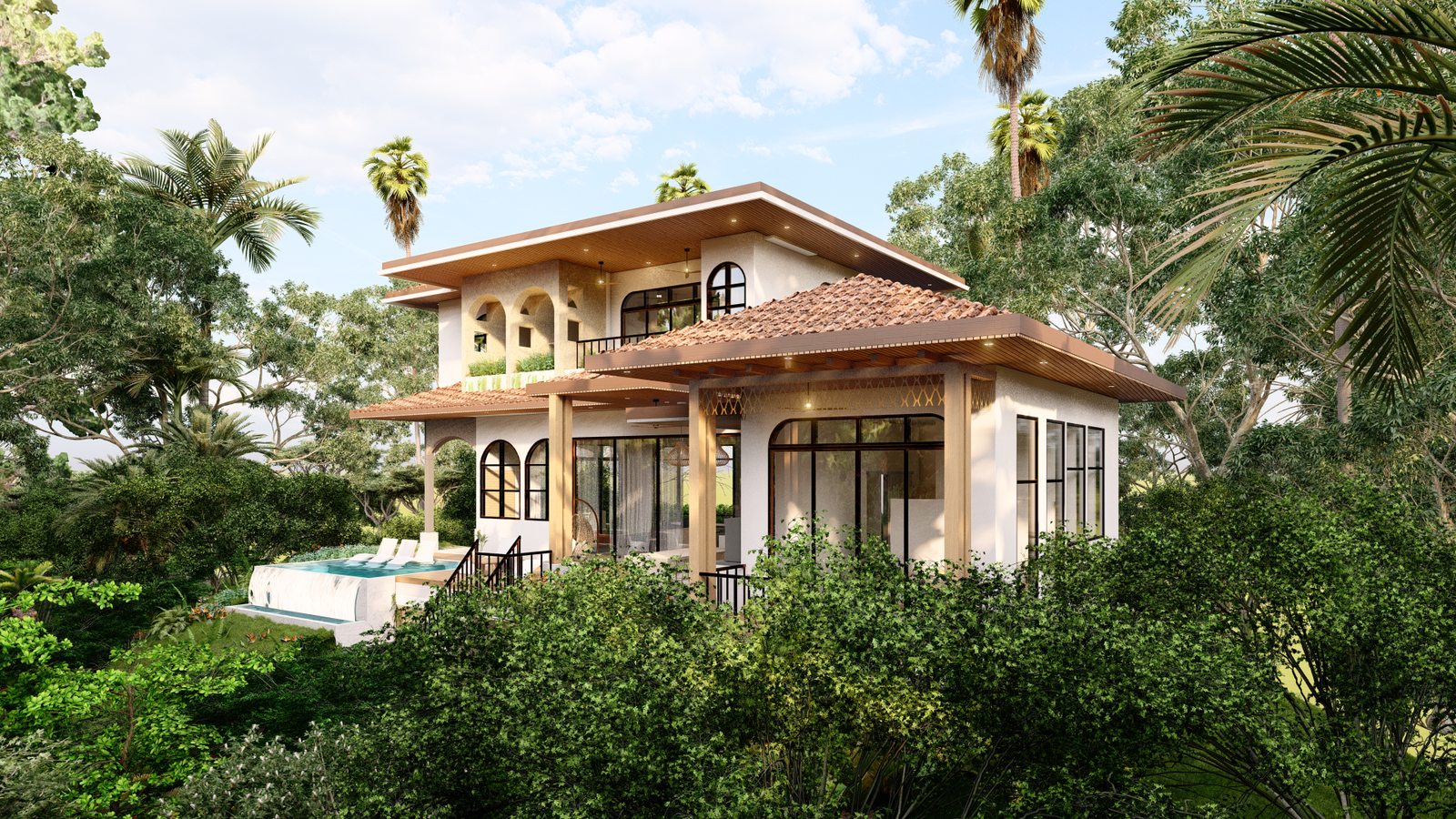 Architectural rendering of Casa Lote 33, a contemporary high-end home in Nosara