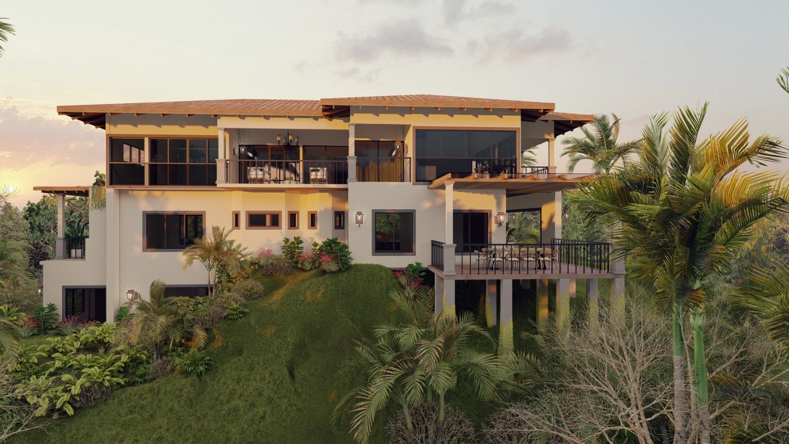 Architectural rendering of Casa Liana, a contemporary costa rican t high-end home in Nosara