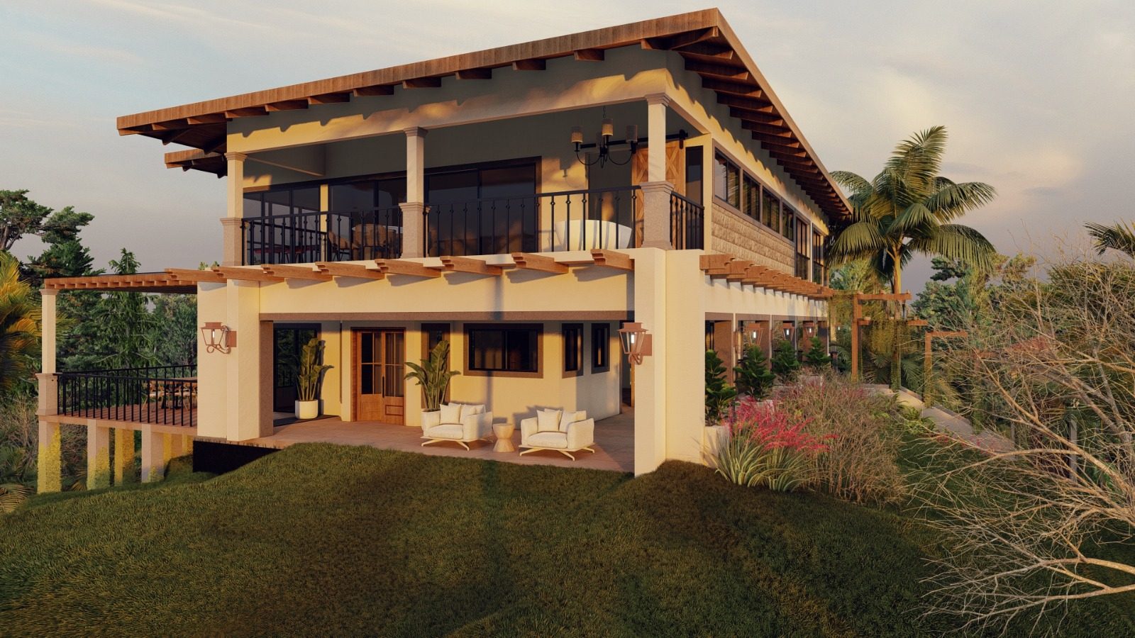 Architectural rendering of Casa Liana, a contemporary costa rican t high-end home in Nosara
