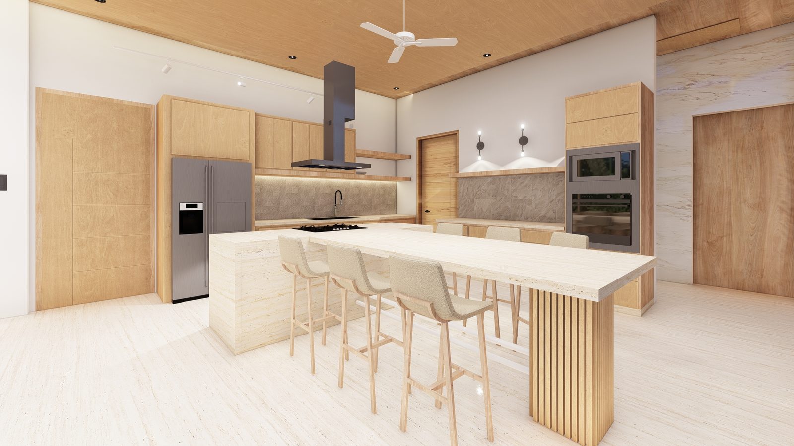 Architectural rendering of Casa Cascada, a organic modern tropical high-end home in Playa Pelada, Nosara