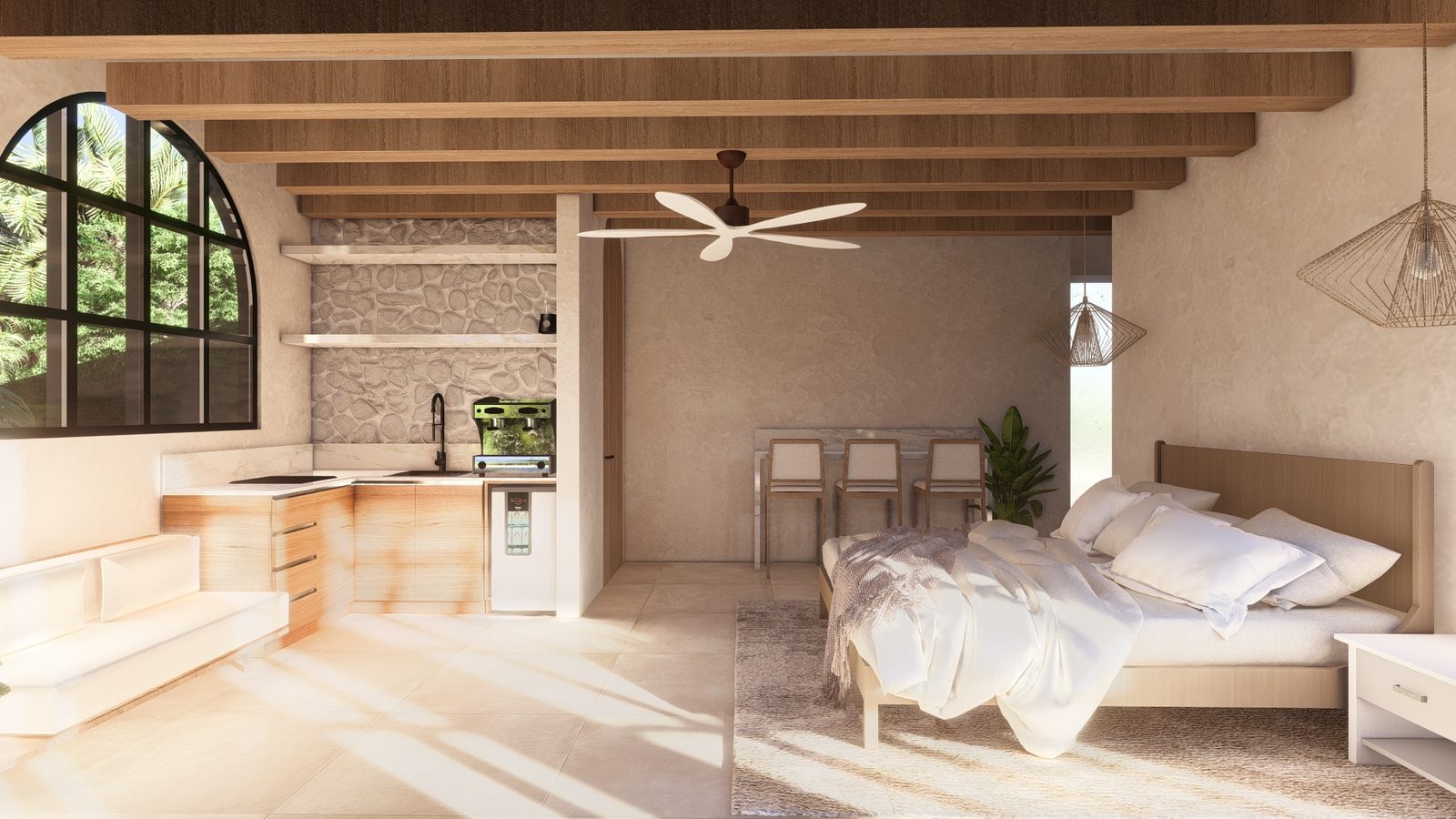 Architectural rendering of Casa Palma, a contemporary mediterranean high-end home in Playa Pelada, Nosara