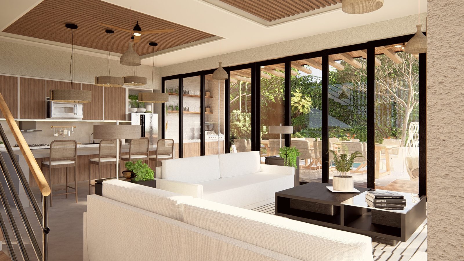 Architectural rendering of Casa Citron, a contemporary tropical home in Playa Pelada, Nosara