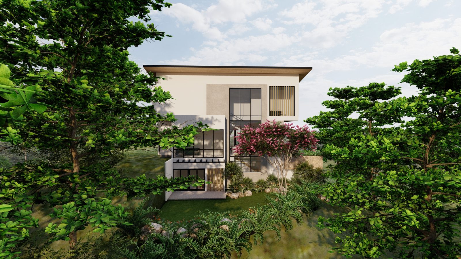 Architectural rendering of Casa Esmeralda, a contemporary tropical high-end home in Selvamar, Nosara