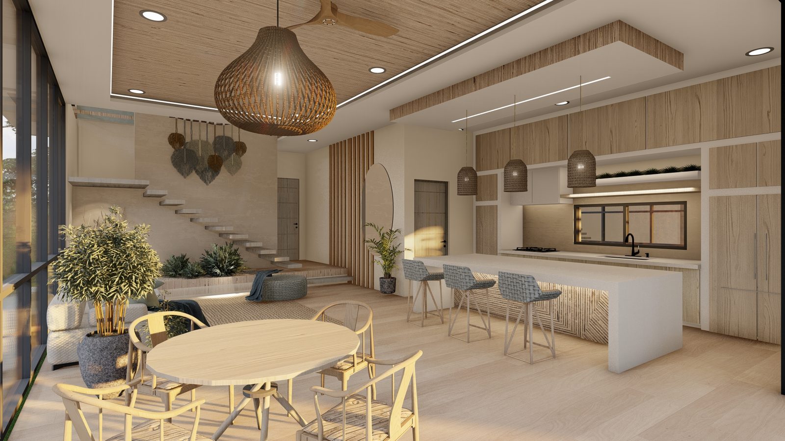 Architectural rendering of Nambu Villas, a contemporary tropical condominium in Playa Pelada, Nosara