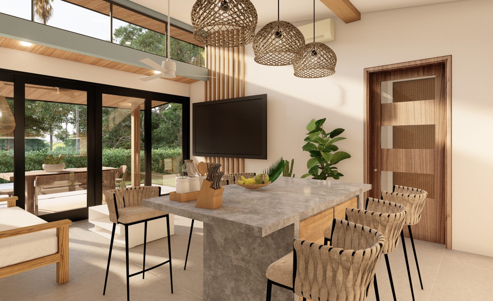 Architectural rendering of Nosara Spring, a modern tropical high-end home in Nosara Springs, Nosara