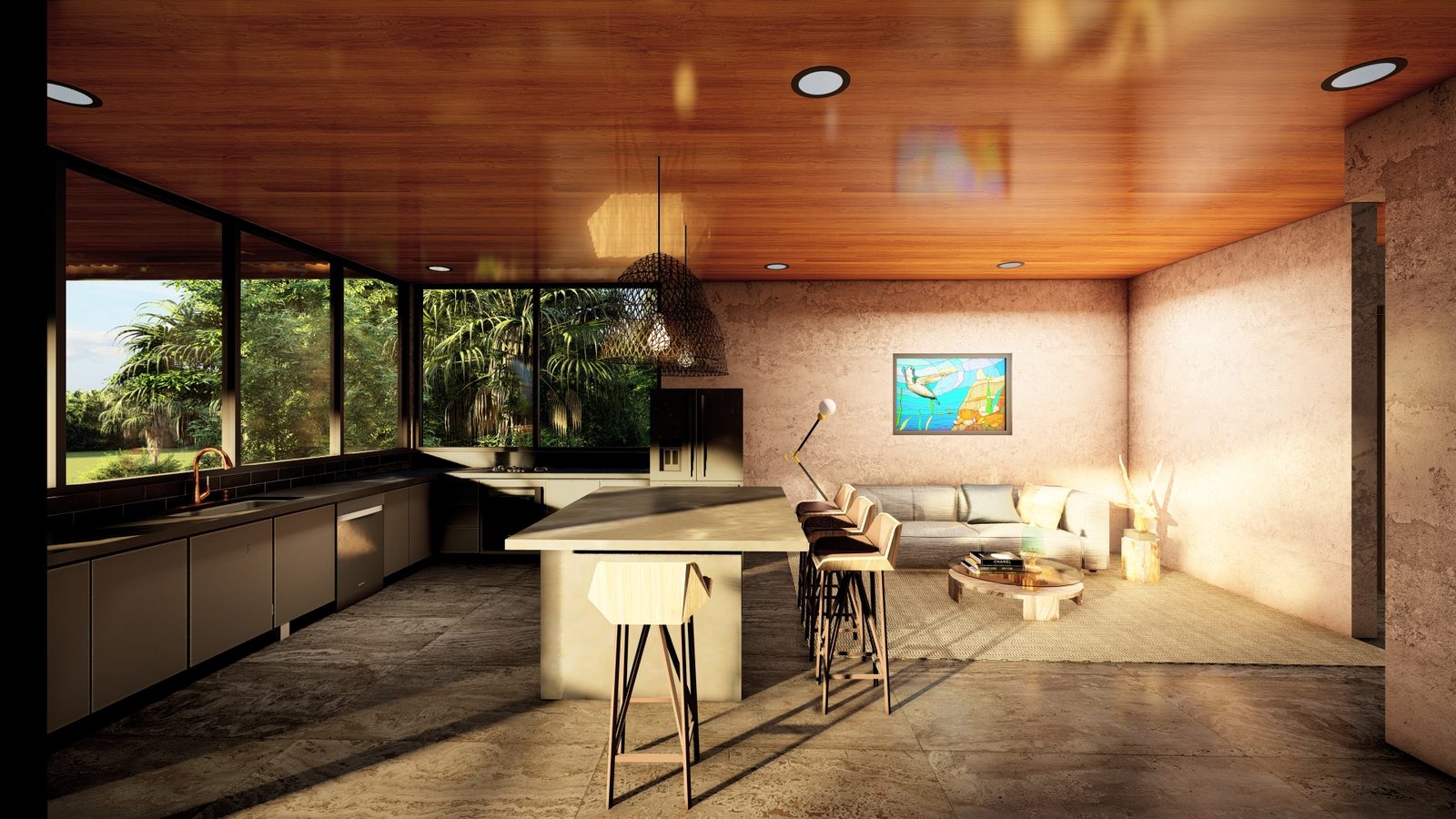 Architectural rendering of Nosara Zen Center, a balinese-inspired tropical high-end home in Section K, Nosara