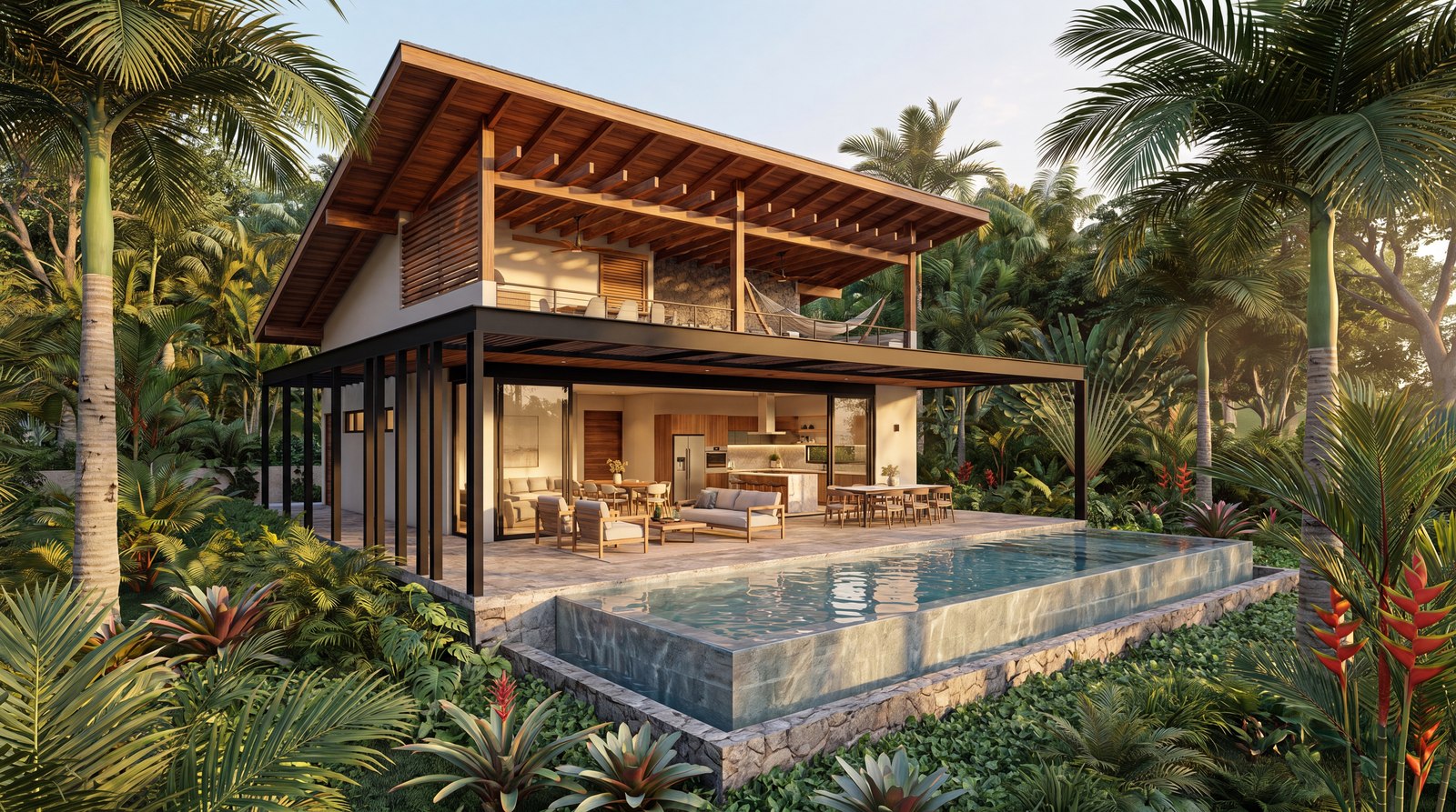 Architectural rendering of Section K Residence & Studios, a contemporary high-end home in Section K, Nosara