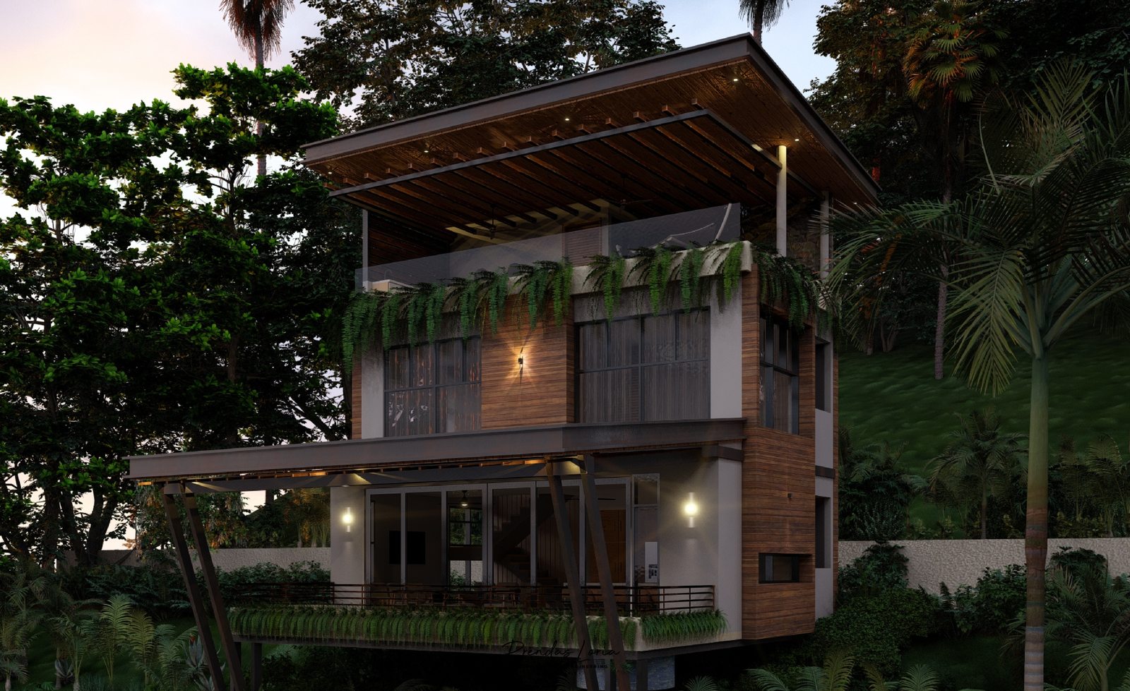 Architectural rendering of Section K Residence & Studios, a contemporary high-end home in Section K, Nosara