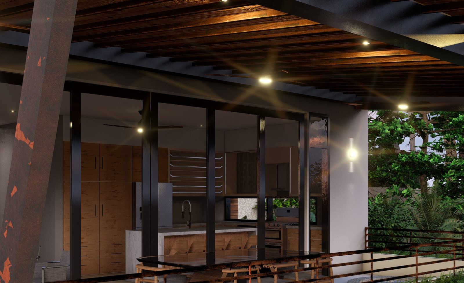 Architectural rendering of Section K Residence & Studios, a contemporary high-end home in Section K, Nosara