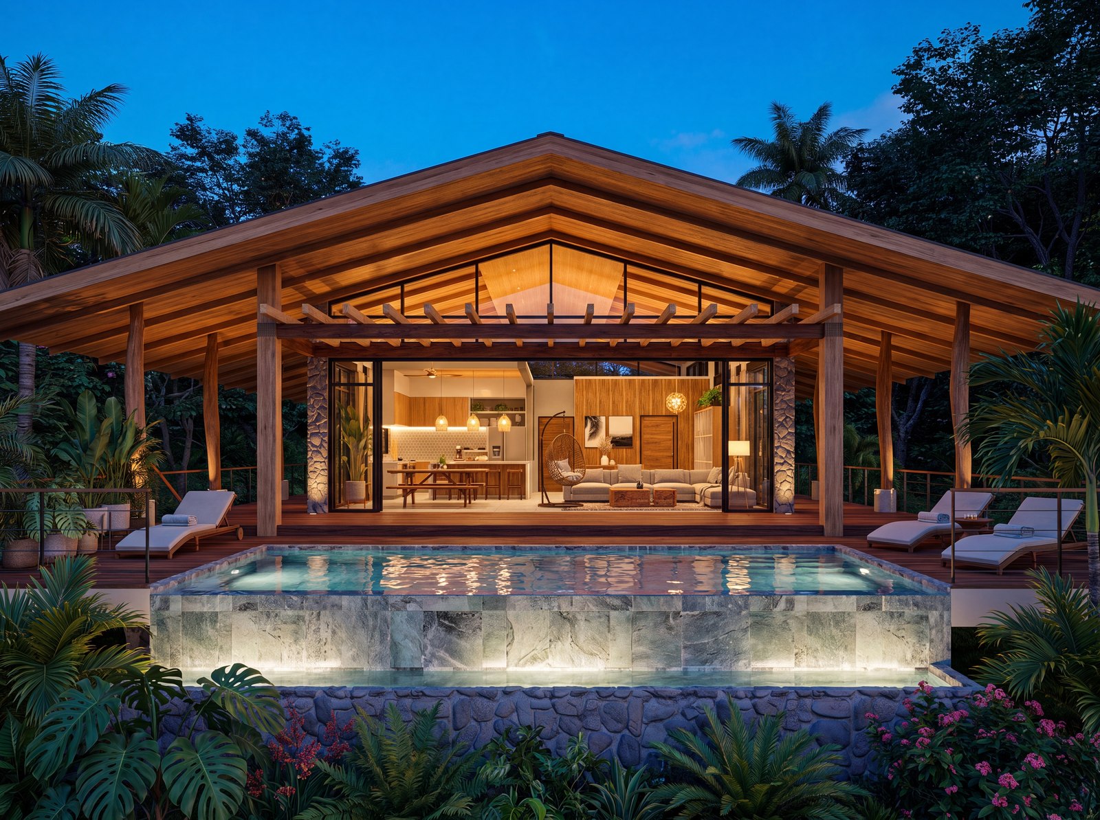 Architectural rendering of Villa La Encantada, a contemporary tropical vill high-end home in Finca la Encantada, Nosara